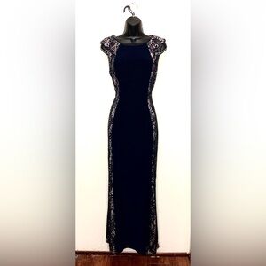 R&M Richard- Navy Blue Sequin Maxi Dress formal
